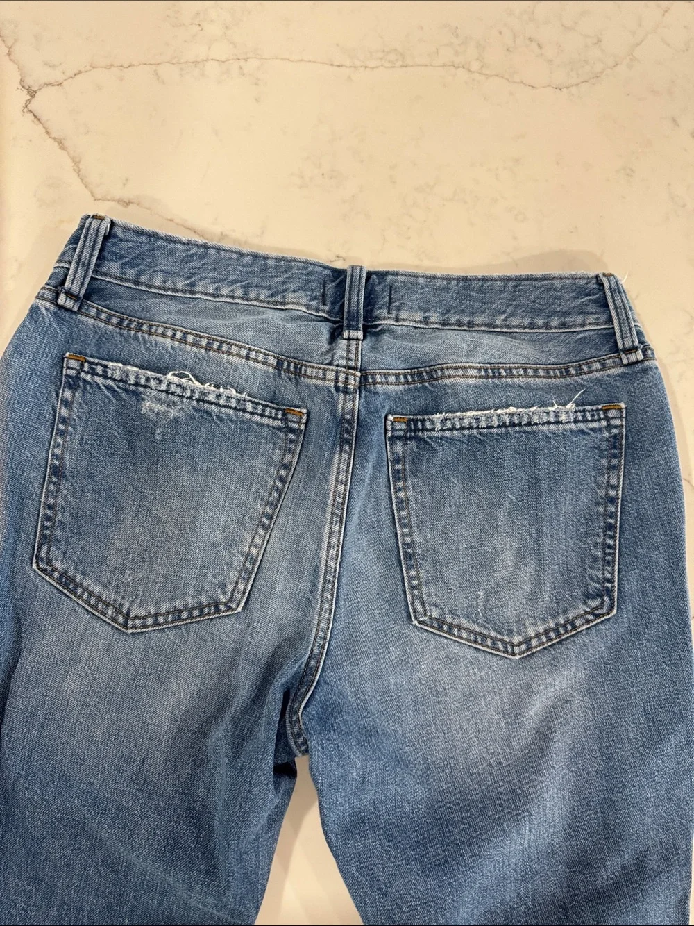Abercrombie & Fitch Light Wash Distressed Boyfriend Jeans